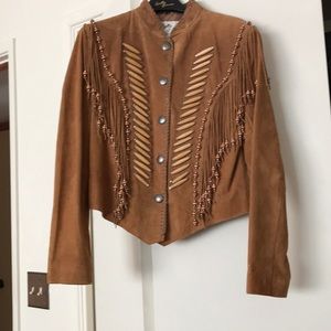 Brown beaded Scully leather jacket